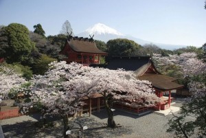  富士山本宮浅間大社と富士山［静岡県提供］（C）時事