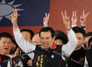 台湾総統選に勝利した馬英九総統 （C）AFP=時事