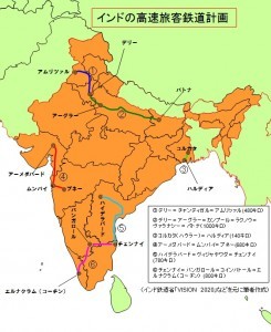  インドの新幹線計画路線図（クリックすると拡大されます）