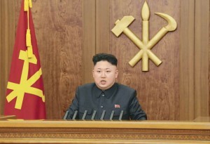  1月1日、「新年の辞」を発表する金正恩氏（写真は朝鮮中央通信が2日に配信）（C）EPA=時事